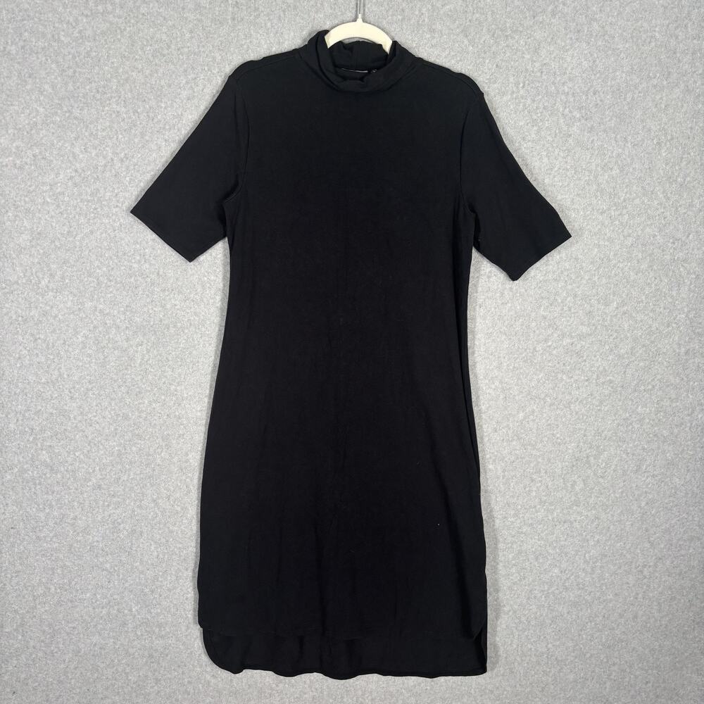H by Halston Dress Small Midi Turtleneck Jersey Stretch Modest Minimal Career
